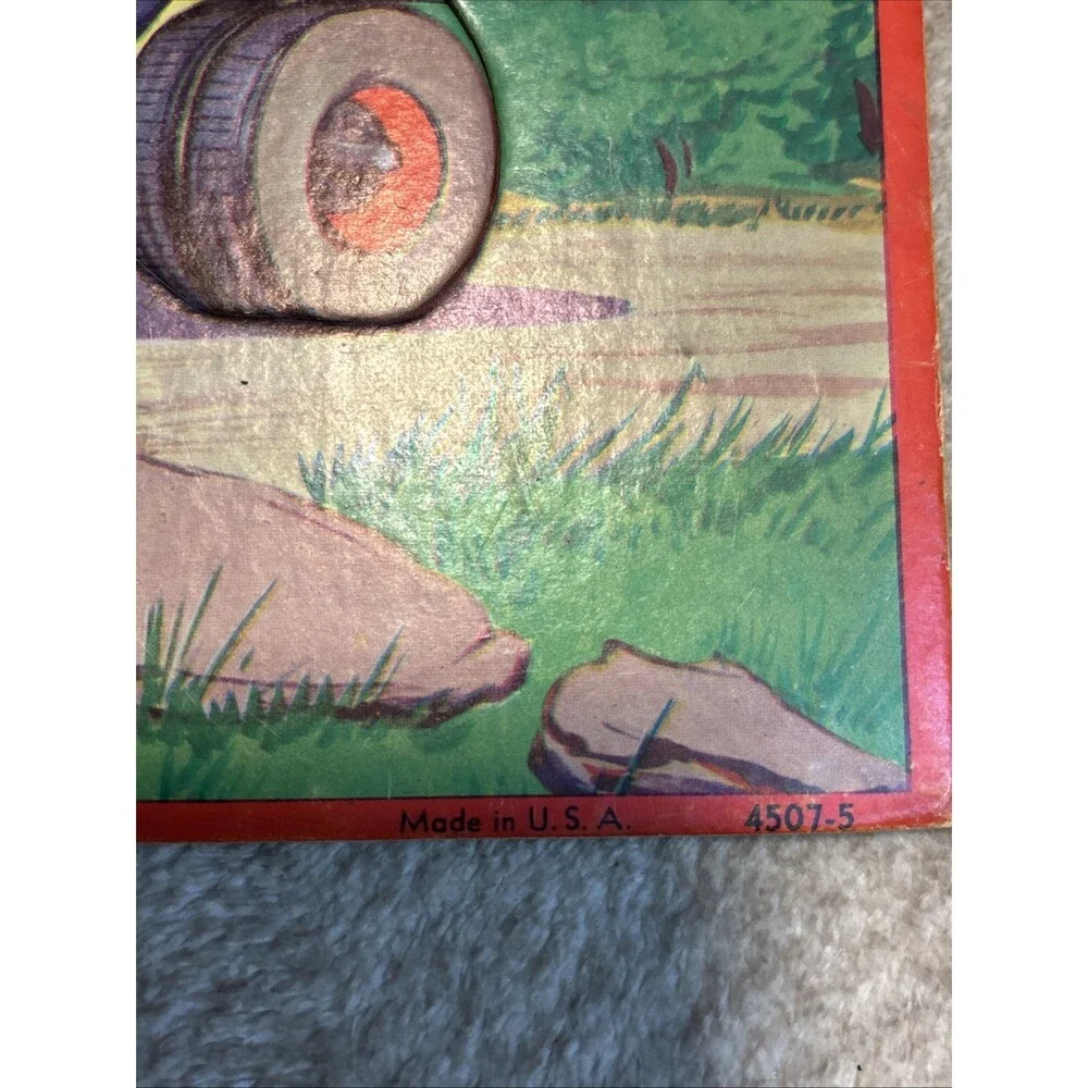 Vintage 1955 Milton Bradley Aptitude Tested Semi-Truck Frame Tray Puzzle